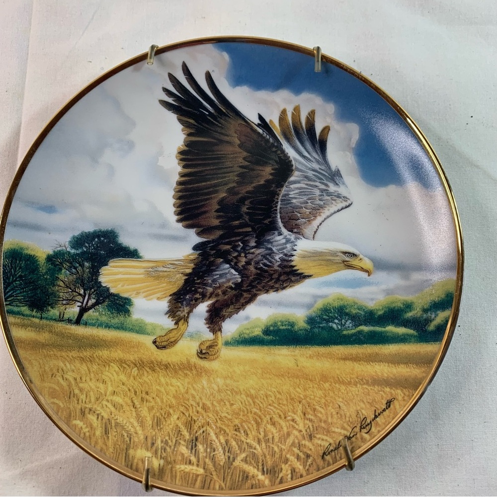 Franklin Mint Limited Edition Porcelain Eagle Collector Plate Amber Waves
